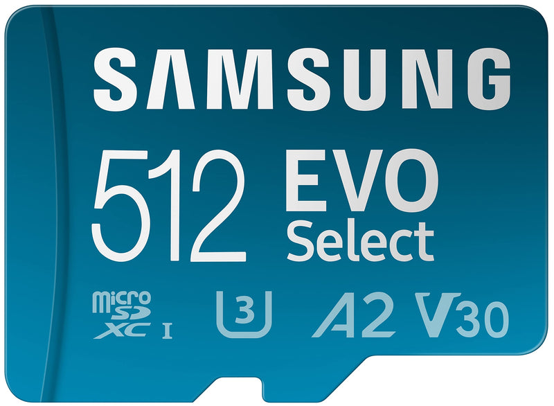 [Australia - AusPower] - SAMSUNG EVO Select Micro SD-Memory-Card + Adapter, 512GB microSDXC 130MB/s Full HD & 4K UHD, UHS-I, U3, A2, V30, Expanded Storage for Android Smartphones, Tablets, Nintendo-Switch (MB-ME512KA/AM) 