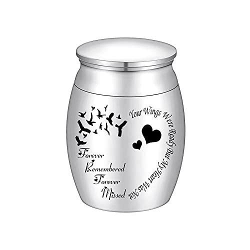 1.57 Inches Small Keepsake Urn for Human Ashes Stainless Steel Mini Urn Heart Small Ash Urn Tiny Ashes Holder Decorative Funeral Urn Silver