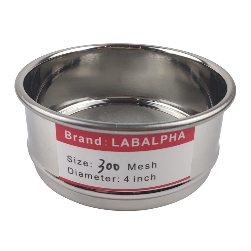 LABALPHA 300 Mesh Lab Sieves, Test Sieve #300 Mesh, 4'' Diameter, 304 Stainless Steel Wire Cloth (0.054mm) 300 mesh (0.054mm)