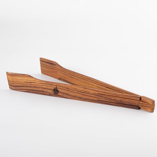 Super Slim Spring Salad Tongs: Teak Wood Salad Hand Server 0.1" x 0.1" x 12" Kitchenware Serving Utensils from SiamMandalay Gourmet Collection