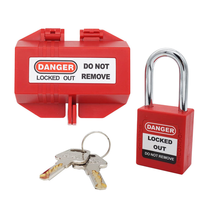 Plug Lockout Tagout with Safety Padlock for 110V-125V Medium Electrical Power Cord Plug Lock