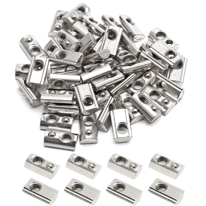 [Australia - AusPower] - 50 Pcs 2020 Series M5 Half Round Roll in Spring T Nuts, Roll in Spring Loaded T Nut for European Standard 20 Series 6mm T-Slot Aluminum Extrusion Profile 20S-M5 50Pcs 