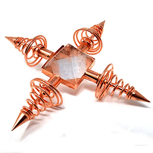 Copper Spritual Energy Generator with Quartz Pyramid and Conductive Coils for Body Healing, Reiki Balancing Chakras, Aura Cleansing, Protection, Ghost Hunting, Meditation Chi