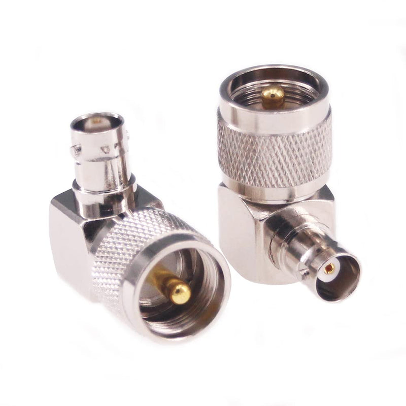 [Australia - AusPower] - RFaha 2pcs PL259 to BNC Right Angle UHF Male PL-259 to BNC Female RF Coax Coaxial Adapter Connector(F103-2) 