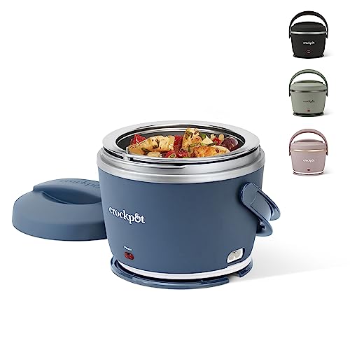 Crock-Pot 20oz Portable Electric Food Warmer, Personal Lunch Box Keeps Food Spill-Free & Warm, Ideal for Travel, Work, Car, On-the-Go, Dishwasher-Safe, Giftable, Faded Blue 20 Ounce