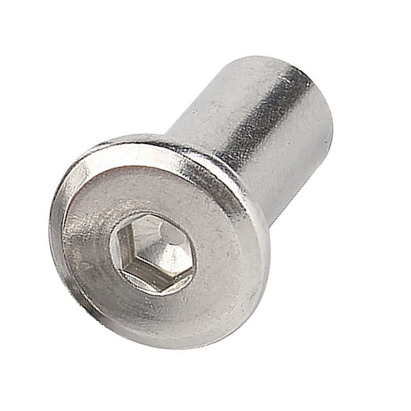 [Australia - AusPower] - Stainless Steel Lock Nuts - M6 M8 Internal Thread Hex Socket Barrel Nuts Flat Head Insert Nuts Cylindrical Rivnut for Wood Furniture M6x15 (5 Pcs) 