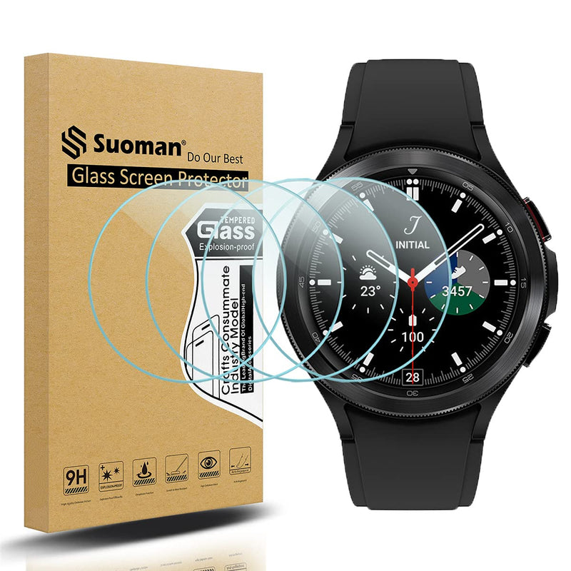 [Australia - AusPower] - Suoman 4-Pack for Samsung Galaxy Watch 4 Classic 46mm Tempered Glass Screen Protector for Galaxy Watch 4 Classic 46mm Smartwatch [2.5D 9H Hardness] [Anti-Scratch] Clear*4 