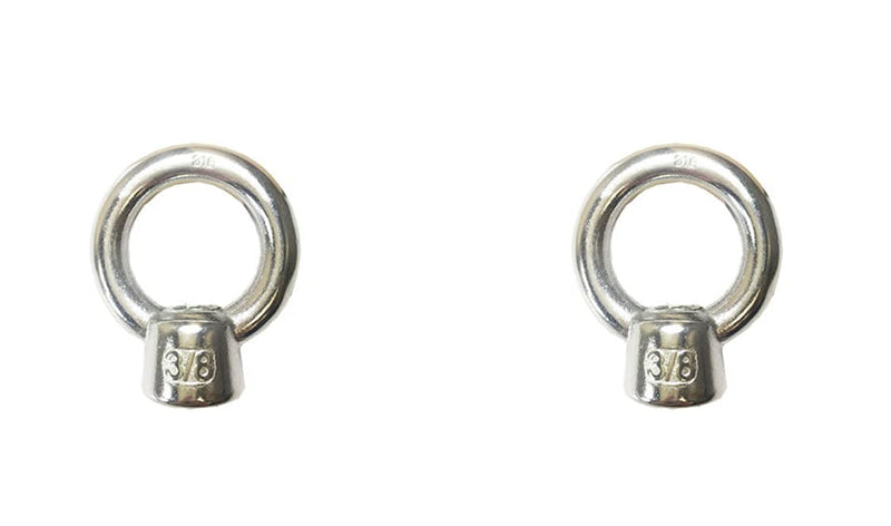 [Australia - AusPower] - 2 Pieces 316 Stainless Steel Lifting Eye Nut 3/8" UNC Marine Grade (3/8" - 2 PK) 3/8" - 2 PK 
