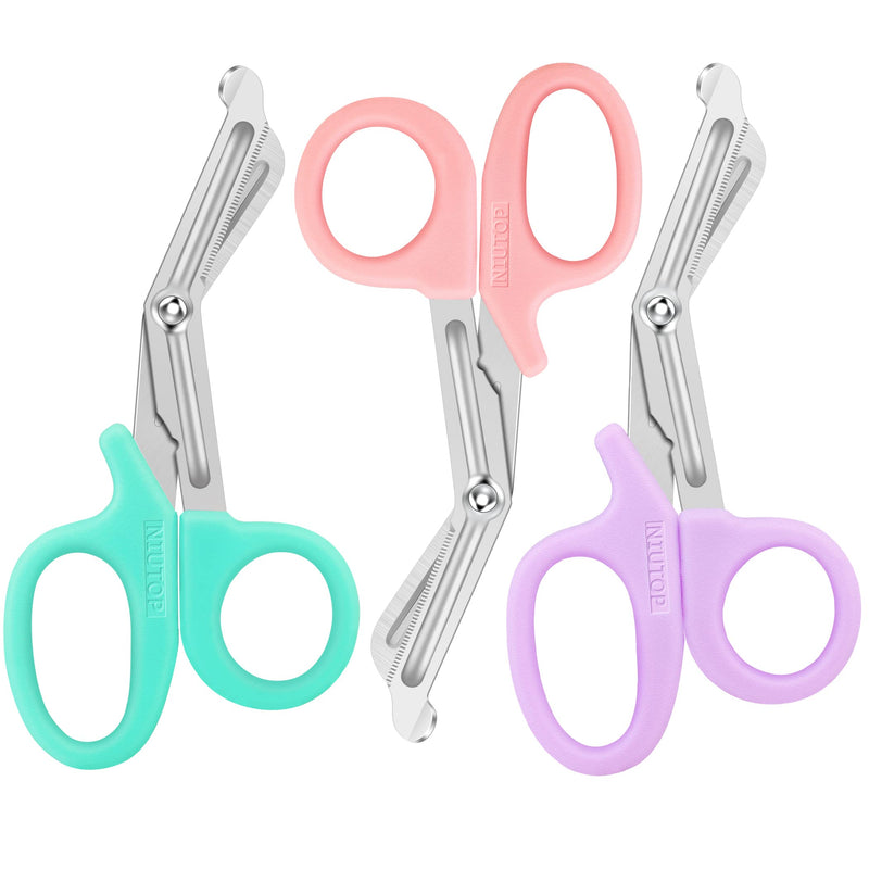 [Australia - AusPower] - Trauma Shears, Medical Scissors 3-Pack, Premium Bandage Scissors for Nurses, 7.5" Nursing Scissors, Surgical Scissors, Nurse Scissors, Emergency First Aid Scissors (Pastel Blue, Pink, Lilac) Pastel Blue, Pink, Lilac 