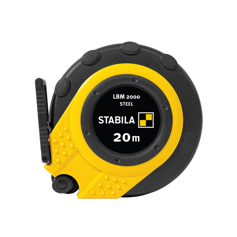 Stabila Capsule Tape Measure LBM 2000 Steel, 20 m, Steel Measuring Tape with Metric Scale and Nylon Wrap Coating, Universal Hook, Shatterproof Capsule, MID Accuracy LBM2000 ST20 Black Yellow