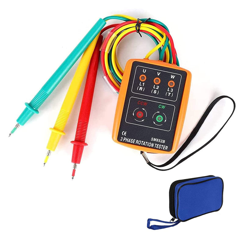 RUIZHI Rotary Field Meter 3 Phase Tester AC60V~600V | Rotary field meter with crocodile clips and buzzer tester shows suitable for high voltage devices