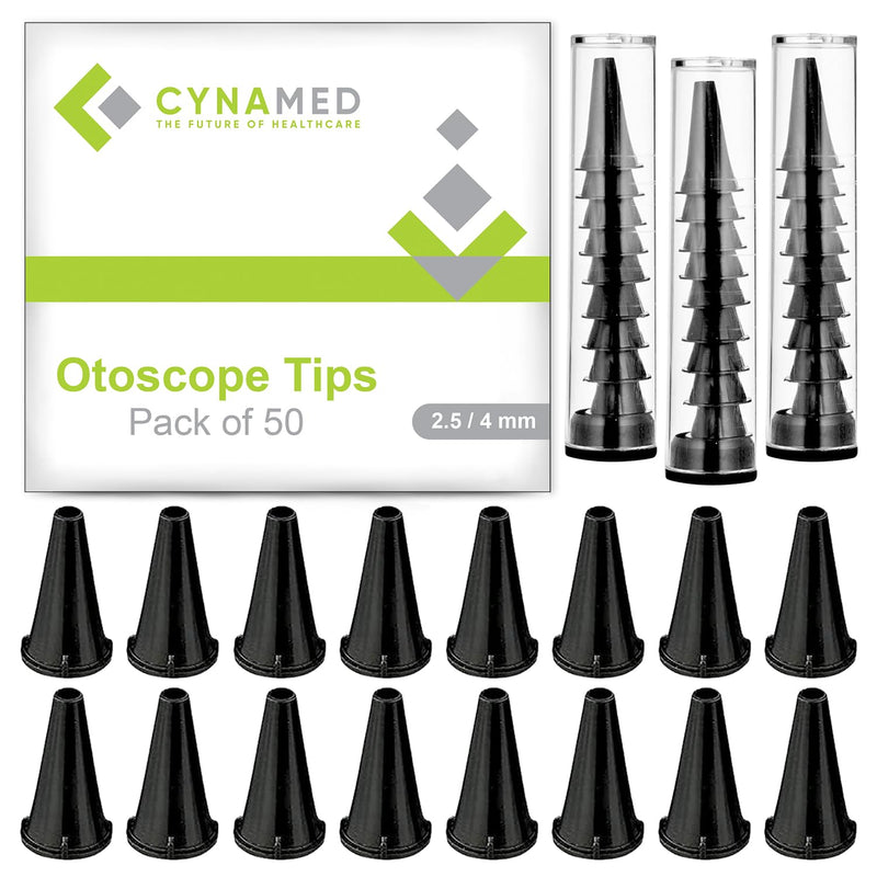 [Australia - AusPower] - CynaMed Disposable Otoscope Covers (50-Pack) – Plastic Specula Tips, 2.5mm & 4mm Speculum for Otoscope 