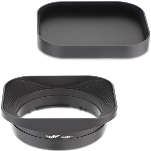 Haoge LH-S245G Metal Bayonet Square Lens Hood for Sony FE 40mm F2.5 G FE 50mm F2.5 G FE 24mm F2.8 G Lens, RX1RIII RX1R RX1RII rx1m2 rx1 R iii m3 Camera Shade with Cap on Sony A7CII A7R4 5