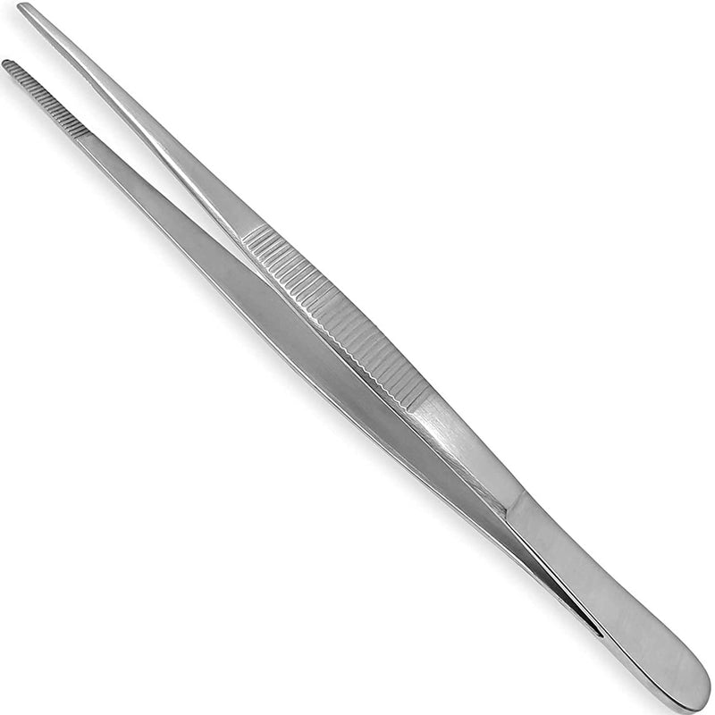 [Australia - AusPower] - Thumb Dressing Forceps, Mulipurpose Tweezer Stainless Steel, Serrated Tip Straight 4.5 Inch 4.5" 