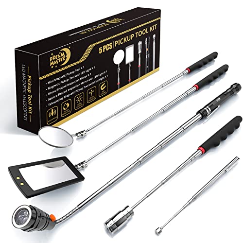 Dream Master magnetic pickup tool set with inspection mirror and magnetic sweepers, tool set for men