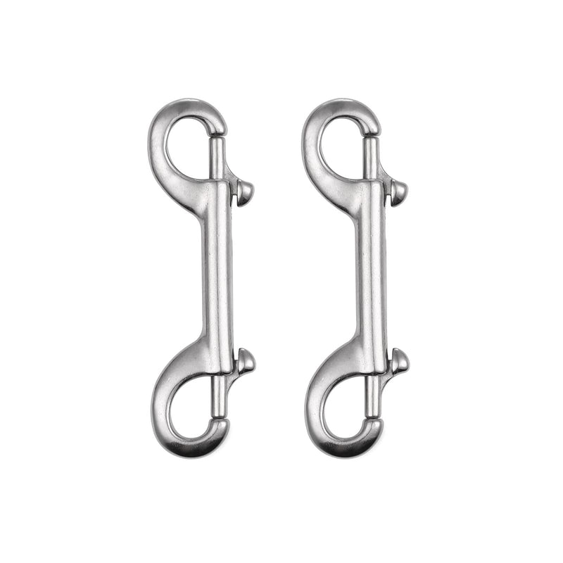[Australia - AusPower] - Double Ended Bolt Snap Hooks - 2 Pack Heavy Duty 316 Stainless Steel Trigger Chain 4.5 Inch Marine Grade Metal Clips for Farm Use,Water Bucket,Dog Leash,Horse Tack,Key Chain and Diving 