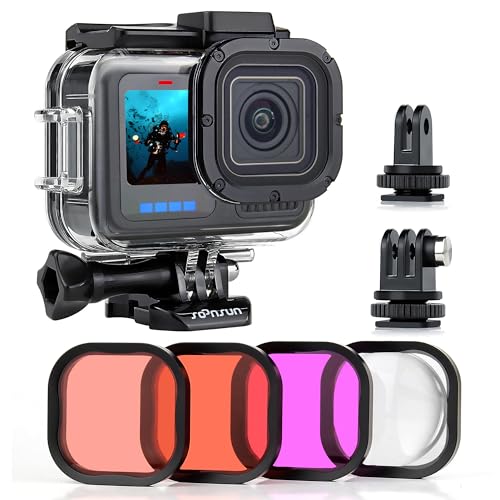 SOONSUN Waterproof Case with Dive Filter for GoPro Hero 13 12 11 10 9 Black Waterproof Case+Filters for Hero 13 12 11 10 9