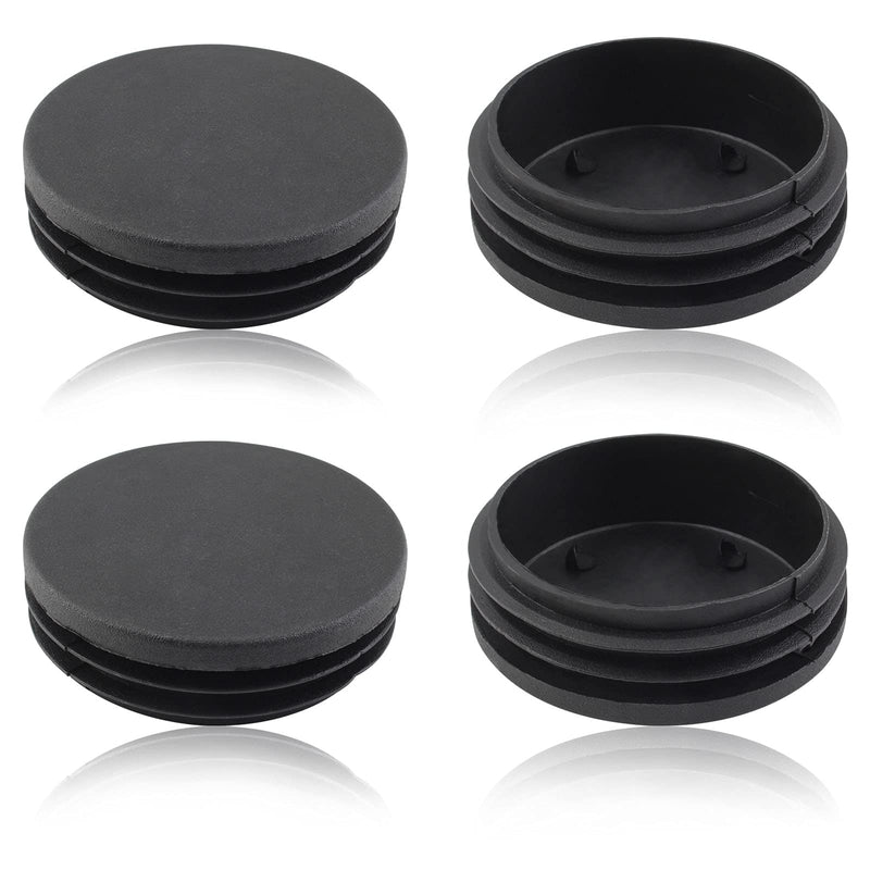 [Australia - AusPower] - 4 Pack 3 Inch Round Plastic Plugs, Durable Plastic Round End Caps, Black Round Tubing Plug, Pipe Tubing End Cap for Chair Table Stool Leg 3 Inch, 4 Pack 