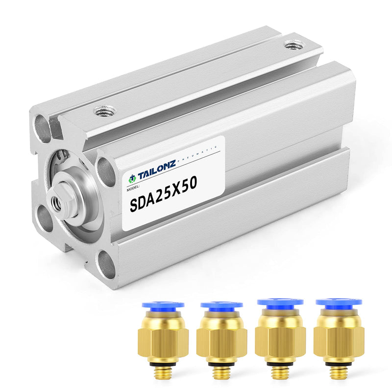 [Australia - AusPower] - TAILONZ PNEUMATIC 25mm Bore 50mm Stroke Pneumatic Small Thin Cylinder Aluminum Pneumatic Air Cylinder SDA25-50 Bore:25mm Stroke:50MM 