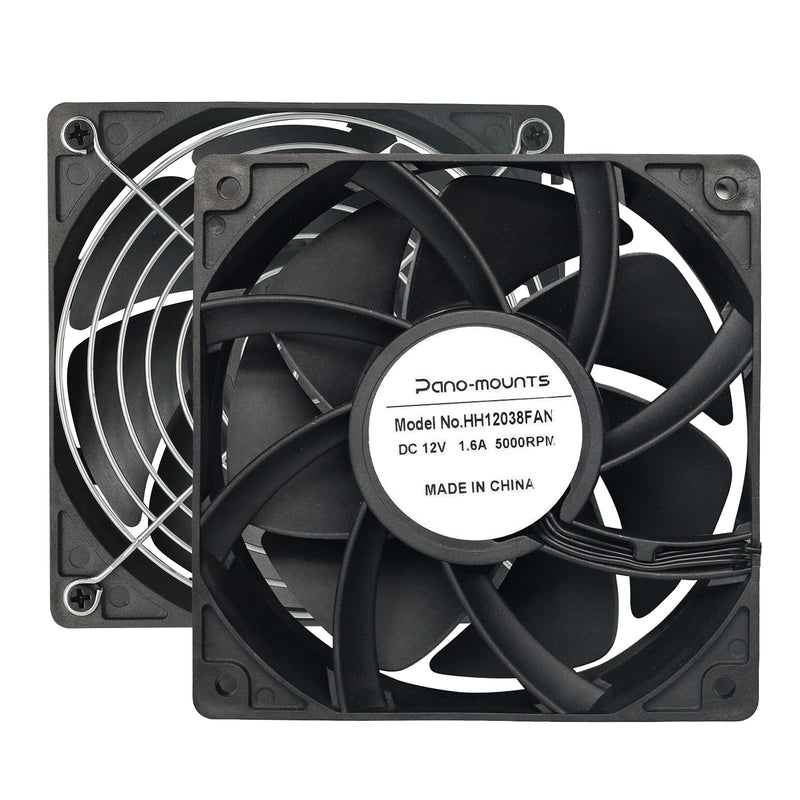 2-Pack 120mm 12V DC 12038 120mm x 38mm 4.72inch High Speed Dual Ball Bearing 4Pin Antminer Fan PWM High CFM Brushless PC Computer CPU Case Ventilation Exhaust Fan with Metal Guard Grill 3000-5000RPM 120x38mm