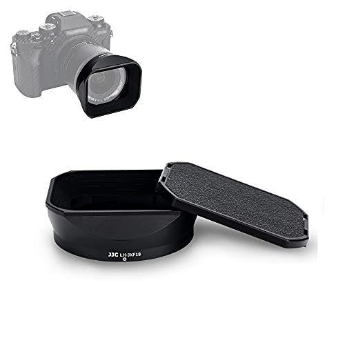 JJC Metal Square Lens Hood for Fujifilm Fuji Fujinon XF 18mm f/1.4 R LM WR Lens Replaces Fujifilm LH-XF18 Lens Hood with a Hood Cap on Camera X-T5 X-T4 X-T3 X-T30 II X-T20 X-S20 X-S10 X-H2S X-H2 For XF 18mm f/1.4