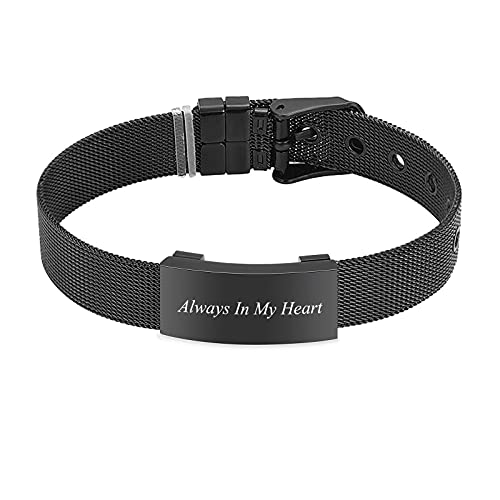 zeqingjw Adjustable Cremation Jewelry Urn Bracelet for Ashes Personalized Message Urn Bangle for Women Men Memorial Keepsake-Forever in My Heart Black