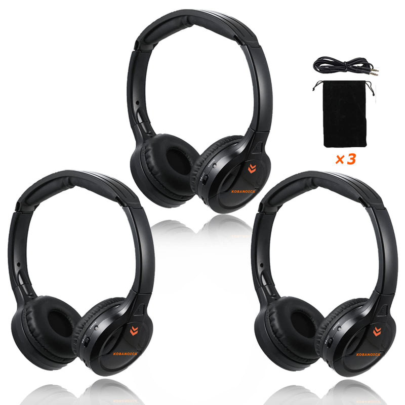 [Australia - AusPower] - KOBANOICA IR Headphones for Car DVD,Car Headphones Wireless,Universal 2 Channel Infrared Headphones for Odyssey Entertainment System(3 Pack) 3 pack 