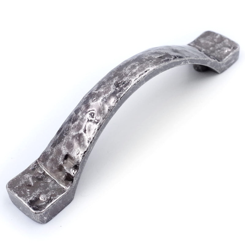 Jetland Arched Hammered Cabinet Pulls - 6-Pack, Aged Silver, 3" Hole Centers, Rustic Solid Cast Handle Pulls for Dresser Nightstand Furniture, HT0611OS76 3 Inch Hole Centers