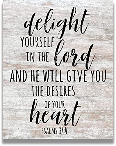Govivo Delight yourself in the Lord, Psalm 37:4 - Christian Wall Art - Motivational Rustic Print - 11x14 Unframed 14"L x 11"W