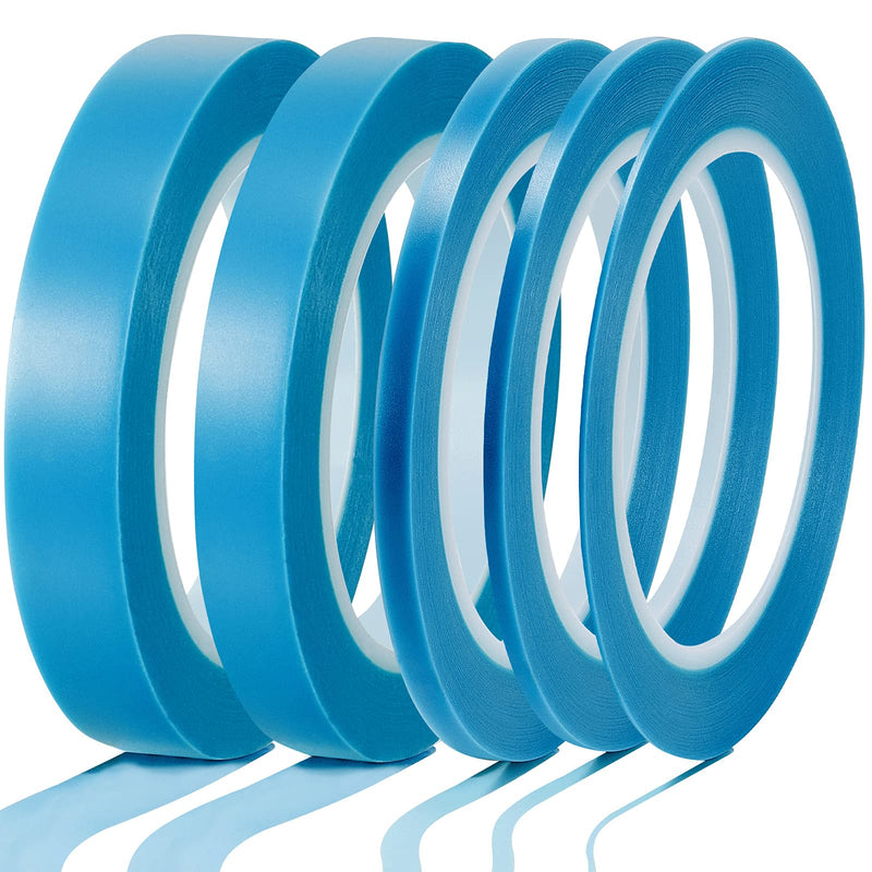 [Australia - AusPower] - 5 Rolls of Vinyl Tape Masking Tape Automotive Car Auto Paint for Curves, High Temperature Vinyl Low Tack(1/16 Inch, 1/8 Inch, 1/4 Inch, 1/2 Inch, 3/4 Inch, Blue) 1/16 Inch, 1/8 Inch, 1/4 Inch, 1/2 Inch, 3/4 Inch 