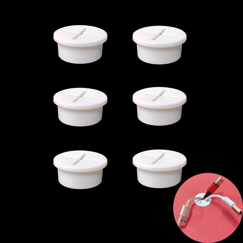 [Australia - AusPower] - 6 Pcs Cable Cord Grommet 1 Inch Flexible Wire Rubber Grommets Flexible Silicone Cable Cord Grommet Desk Grommet for TV Console and Other Furnitures Cover Cable Pass Through Management (White) White 1 Inch 