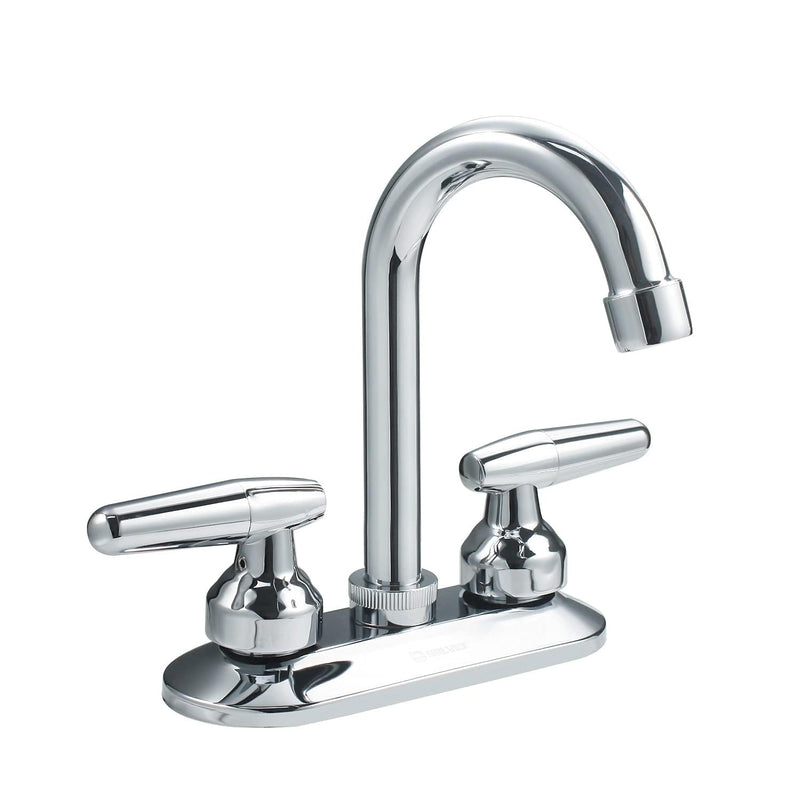 SOLVEX 2 Handle Bathroom Faucet 4 Inch Centerset Bathroom Sink Faucet,3 Hole Bathroom Faucet Chrome,Bathroom Basin Faucet with Deck Mounted Lever Handle,SP-40046 Silver