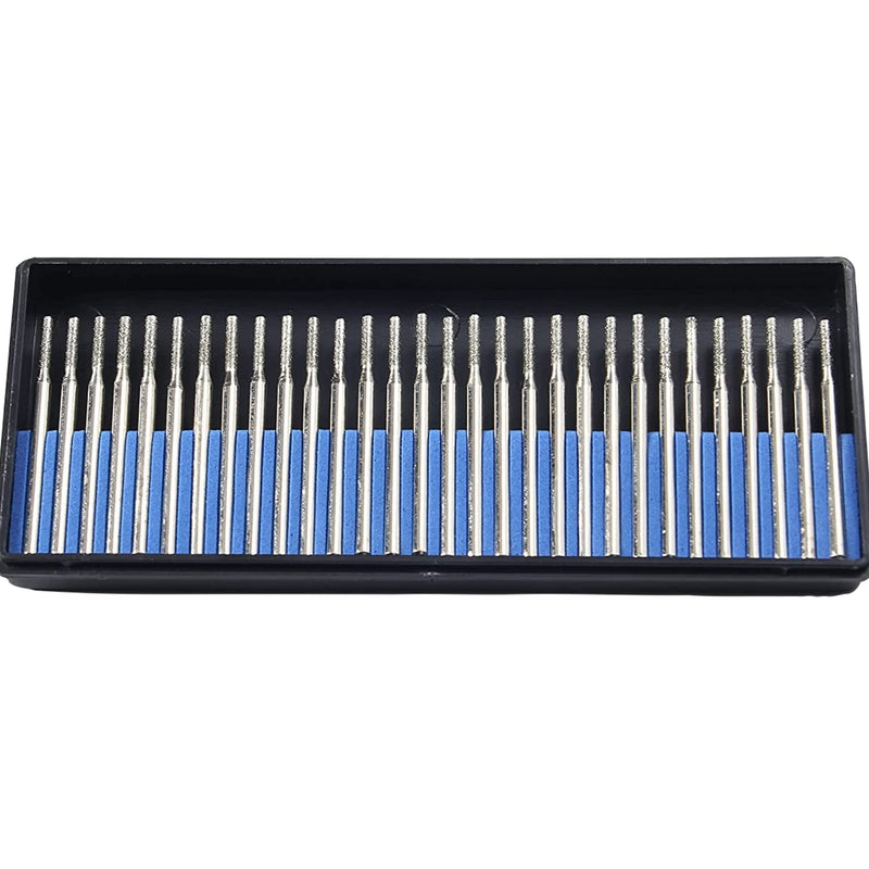 [Australia - AusPower] - Diamond Drill Bits 2mm 30 pcs Diamond Jewelry Drill Bits for Sea Glass Shells Gem Stones Lapidary Equipment Compatible with Dremel Diamond Drill Bits for Glass Diamond Tipped Drill Bit Burrs 
