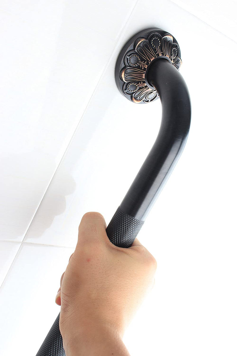 16" Bathroom Anti-Slip Grab bar, Bathtub Textured Shower Bar, Home Saftey Armrest, Toilet Hand Rail, Oil Rubber Bronze Finish 16 Inch BL