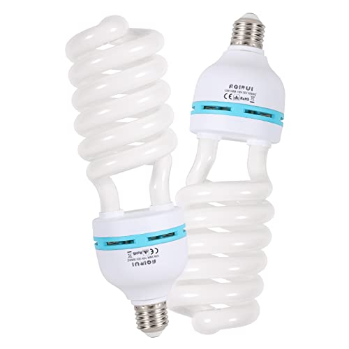 2 x 135W Photography Light Bulb 5500K E27 Socket CFL Softbox Bulb for Photography Photo Video Studio Lighting 2 Pack