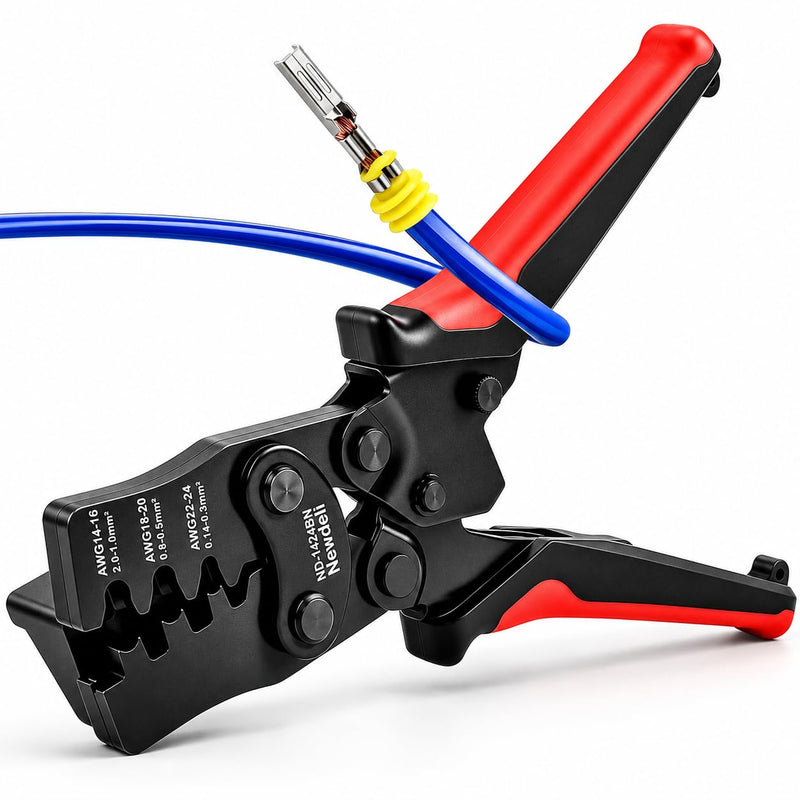 Weather Pack Crimp Tool, Newdeli Crimper for AWG 24-14 Crimping Delphi APTIV Weather Pack Terminals or Metri-Pack Connectors 1424BN-2