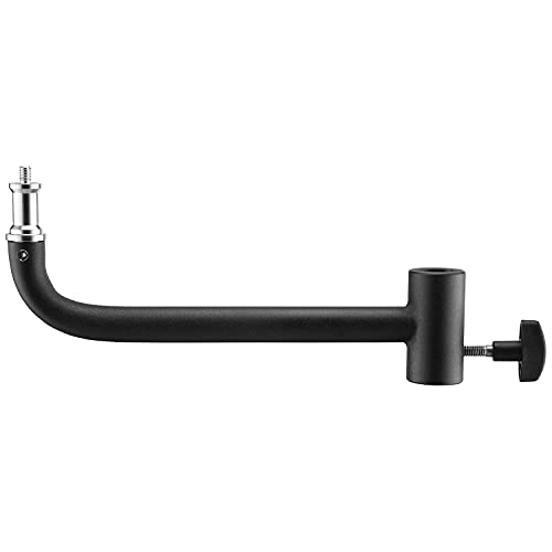 Westcott 8" Shorty Offset Extension Arm for Flash, Black, Iron & Brass, 5/8" Female Receiver & Male Stud, 2 Tension Knob Holes