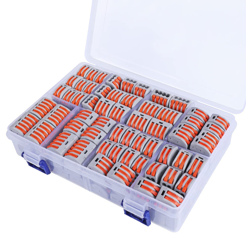 160 PCS Lever Wire Electrical Connectors Nuts Assortment Kit with 28-12 AWG, Multiple Stud2/3/5 Conductor Combination Compact, Electrical Insulated Terminals, Quick Disconnect Splicing 160 PCS