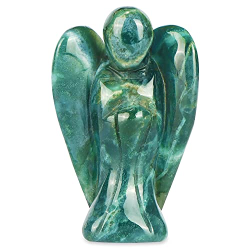 Artistone 2" Ocean Jasper Crystal Guardian Angel Figurines Carved Gemstone Pocket Angel Stone Statues Reiki Healing Protective Peace Prayer Home Decoration