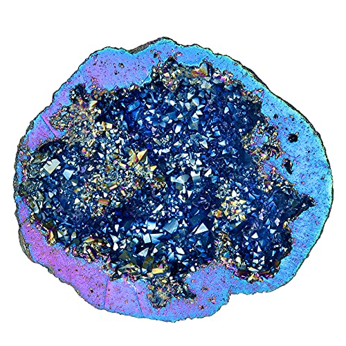 mookaitedecor Angel Aura Quartz Geode Stone Crystal Cluster Specimen #1-Medium #2-colorful
