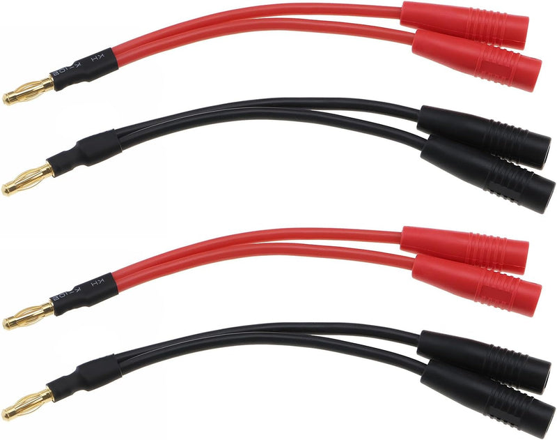[Australia - AusPower] - WJSTN Banana Plug Cable Braided Wire Banana Plug Splitter 1 Male 2 Female Adapter, Gold pin Banana Plugsfor Spring-Loaded Inputs,4- Pack 