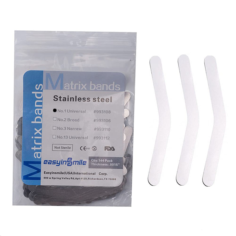 [Australia - AusPower] - 144PCS Dental Tofflemire Stainless Steel Matrix Bands Thickness .0015" 0.04 Universal #1-4 (#1) 