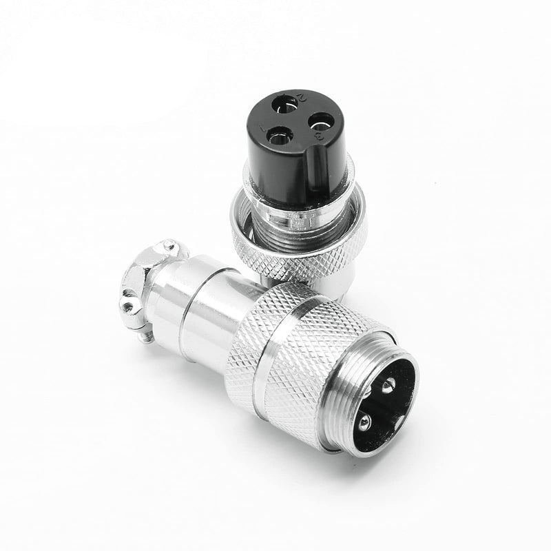 [Australia - AusPower] - Eilumduo 2 Sets Aviation Connector 3P 10A GX20-3 Waterproof Metal Male Female Wire Panel Power Chassis Fittings Connector Aviation Plug Silve 