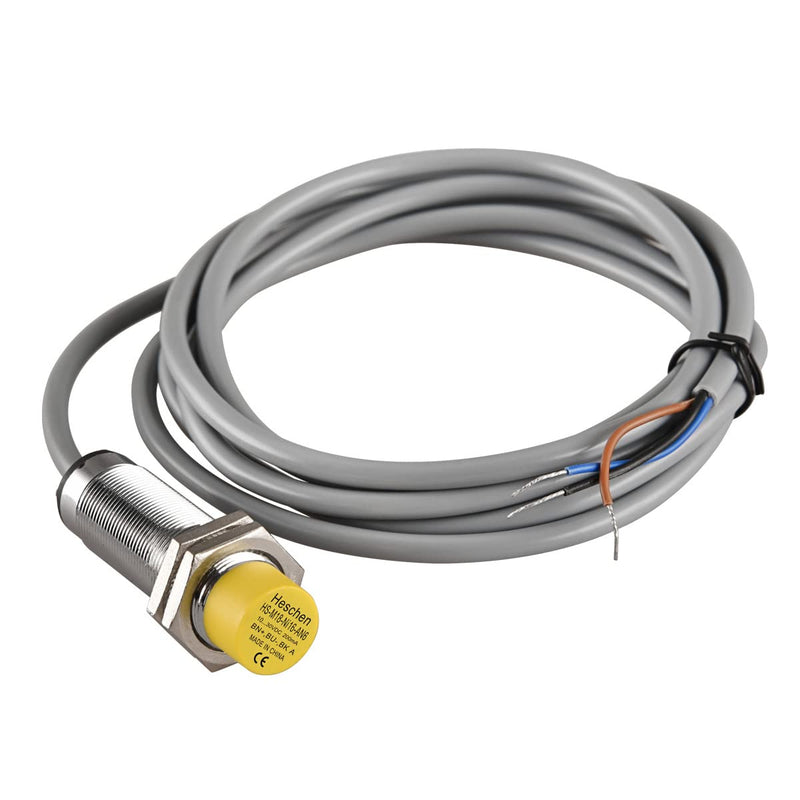 [Australia - AusPower] - Heschen 16mm Inductive Proximity Sensor Switch, HS-M18-Ni16-AN6, non-Embedded, Cylindrical Type, DC10-30V 200mA, NPN NO(Normally Open), 3 Wire, CE 