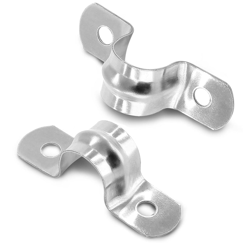 [Australia - AusPower] - 50 Pack 12MM Two Hole Strap U Bracket 304 Stainless Steel Rigid Pipe Strap Clamp Heavy Duty Tube Strap Tension Clip (1/2 Inch) 12mm / 1/2inch, 50pack 