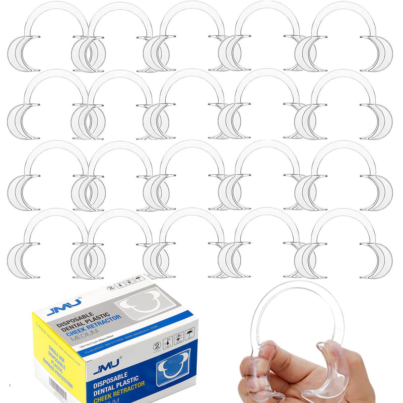 [Australia - AusPower] - JMU 20 Pcs Dental Cheek Retractors Medium, Autoclavable Mouth Opener, Individually Packaged, C-Shape M 