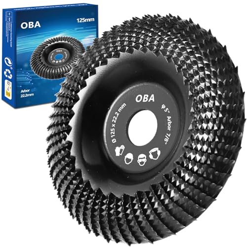 OBA Wood Sanding Disc for Angle Grinder 125 mm Wood Carving Disc, Tungsten Carbide Wood Grinding Discs for Shaping Grinding Carving Curved