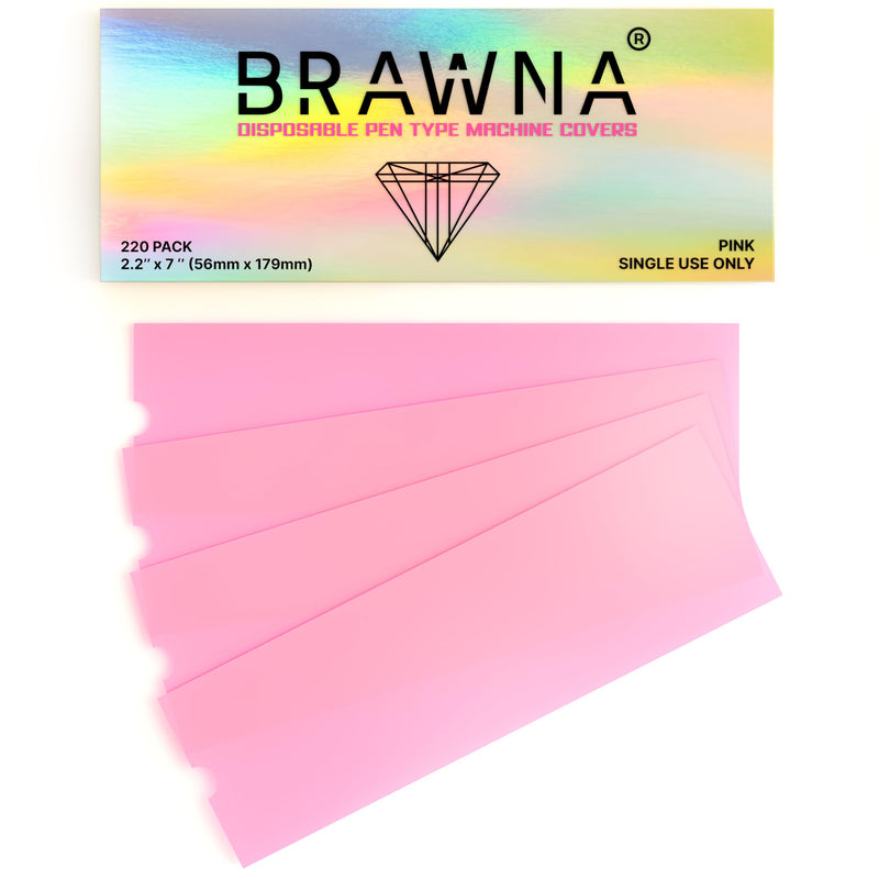 BRAWNA Pack of 220 PMU Machine Cases Pink - Pen Covers for Tattoo & PMU Machine - Microneedling & Microblading Protective Cases - Hygienic Disposable PMU Supplies 1 stück ( pack of 220)