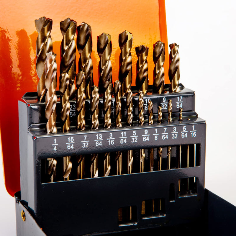 INTOO Hss Cobalt Drill Bits Set 21PCS Triangle Shank,Industry Drill bits with Golden Ratio Tip, M35-21PCS