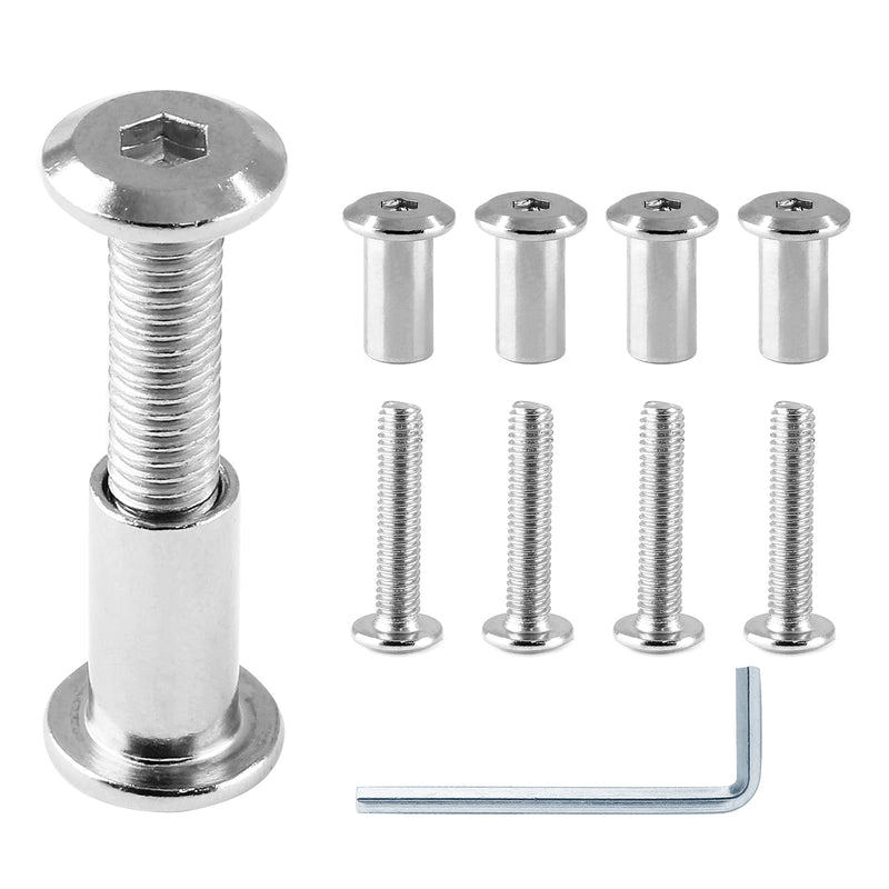 [Australia - AusPower] - 10 Pair(20 Piece) M6x30mm Hex Drive Socket Cap Bolt with Allen Wrench, Silver Furniture Connector Bolts M6 Countersunk Screw Barrel Nuts Binding Screws for Crib Replacement Belt Cabinet 